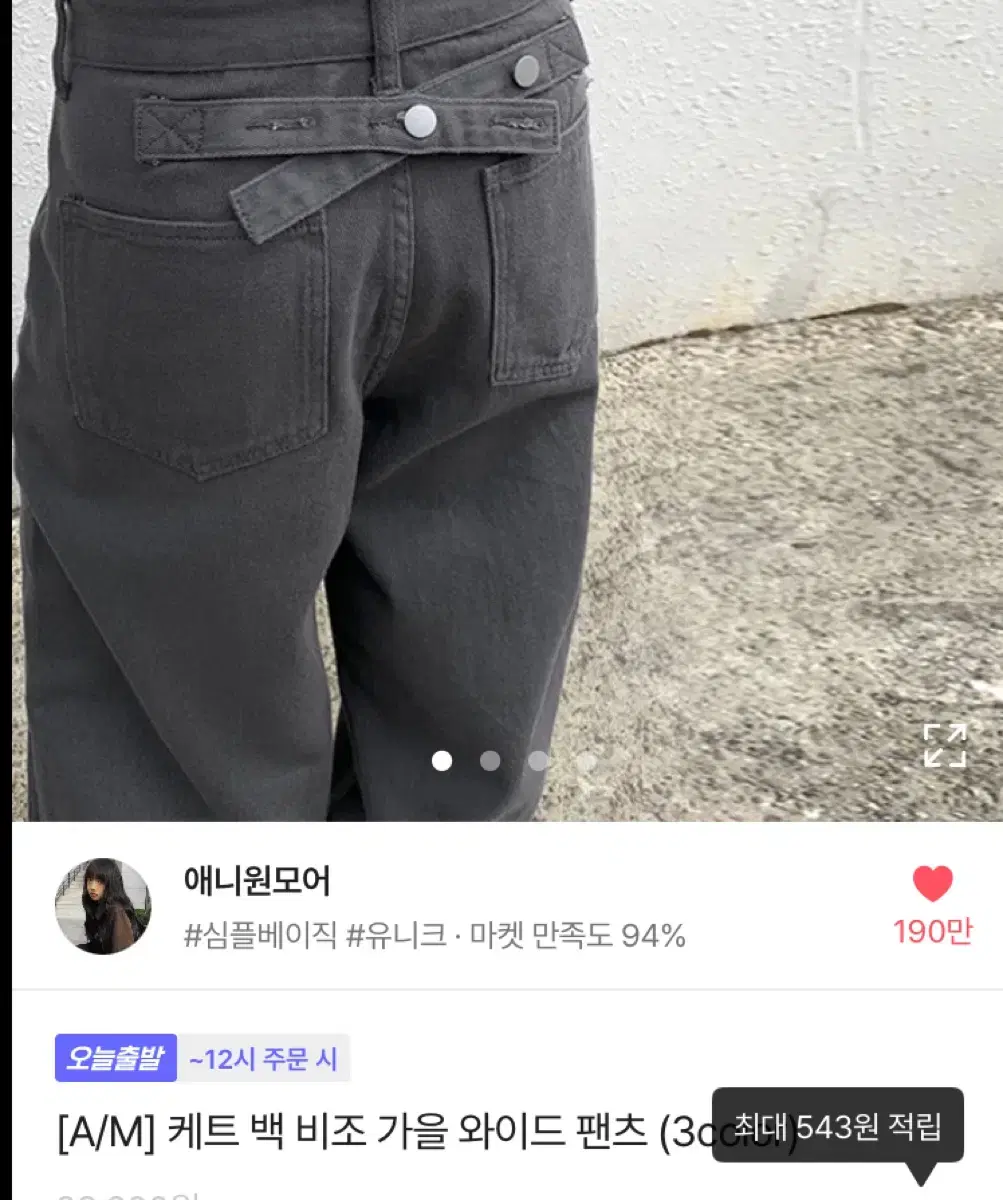 애니원모어 와이드팬츠 판매 케트백 비조 그레이 s